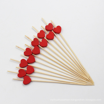 Heart shape wooden beads disposable party bamboo pick